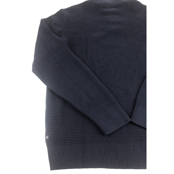 Chaps‎ Men's Sweater Large Cable Knit Mock Neck Quarter Button Pullover Blue - Picture 13 of 14